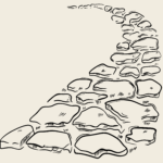 Zeichnung eines mit Steinen gepflasterten Weges